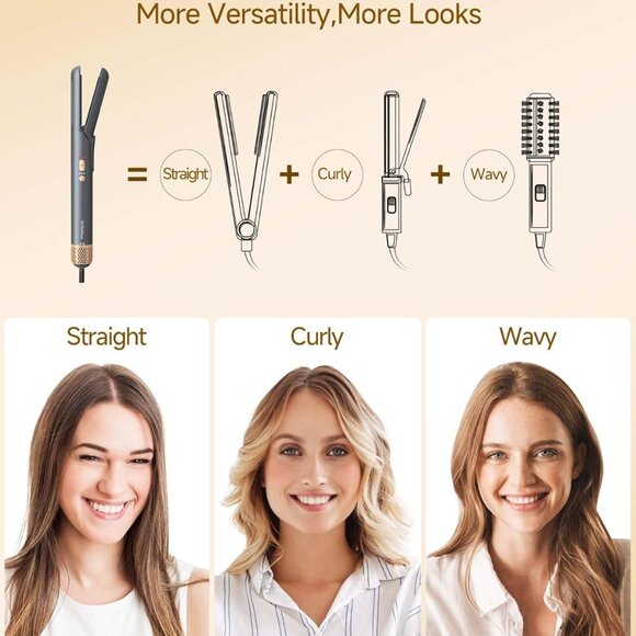 Hair Dryer Brush 6-in-1 Straightener auto-Wrap Curlers Volumizer Straightener - Picture 2 of 3